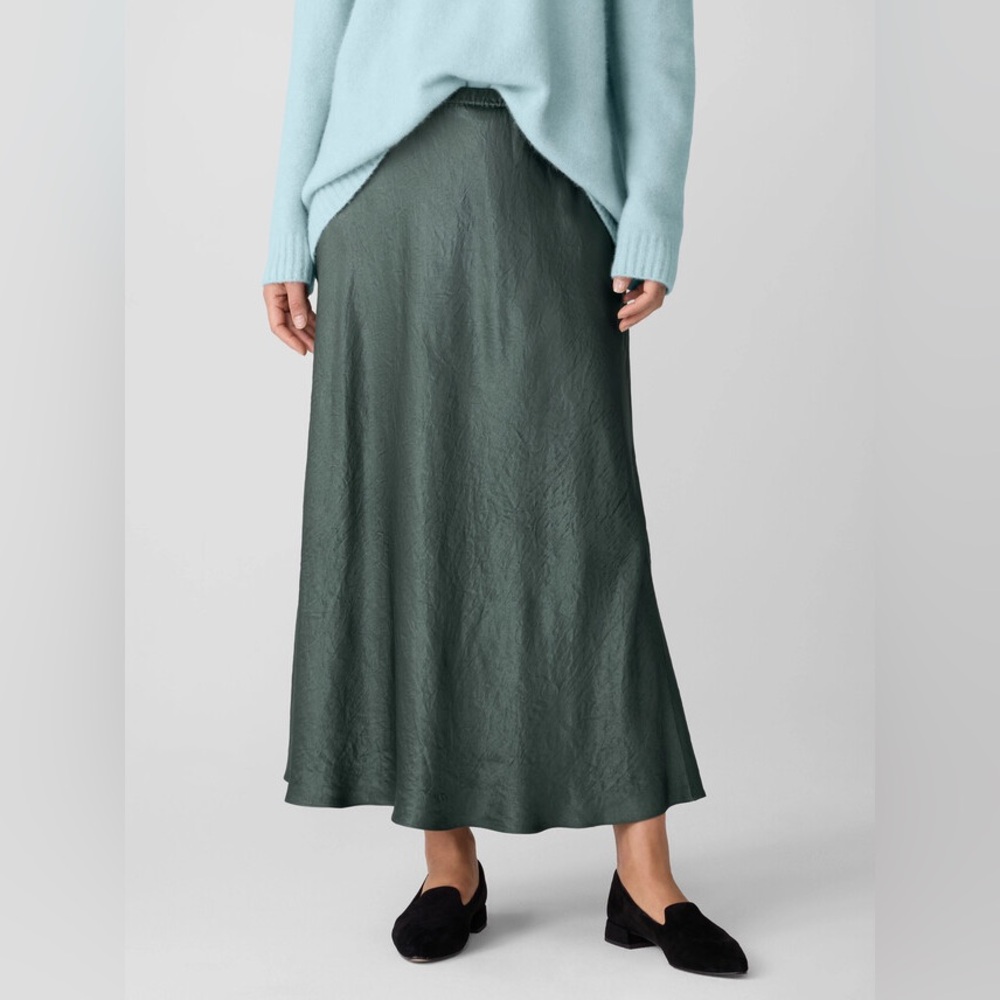 NWT Eileen Fisher Textured Satin Slip Skirt